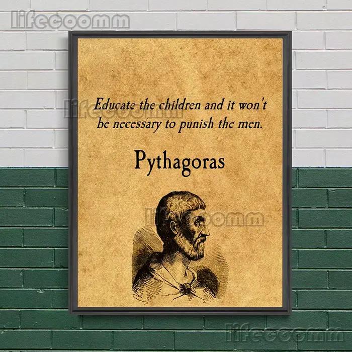 Affiche d'art mural vintage sur toile de Pythagore, Diogène, Épicure, citations célèbres, Shaers cél