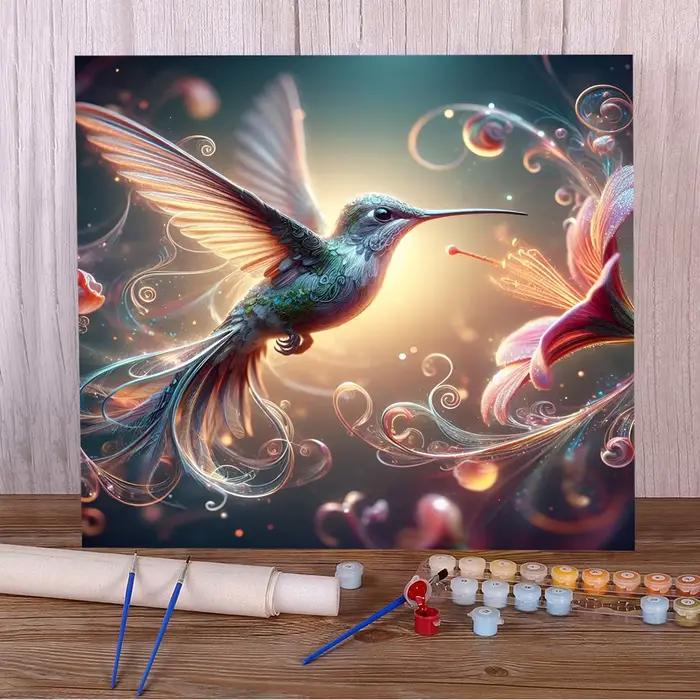 Kit de peinture par numéro de colibri de fleurs d'oiseau pour adultes, artisanat de dessin, décorati