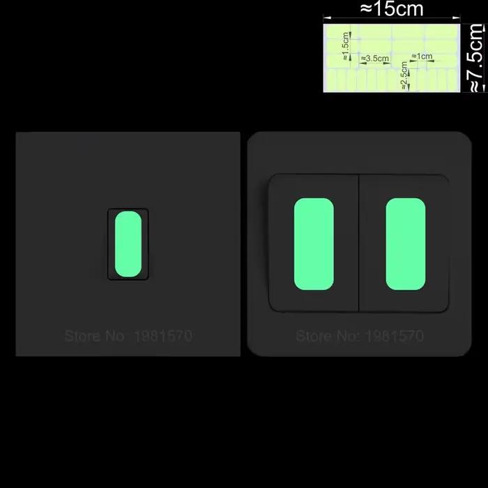 Étiquette de bouton de commutation rectangulaire, autocollants lumineux qui brillent dans la nuit, a