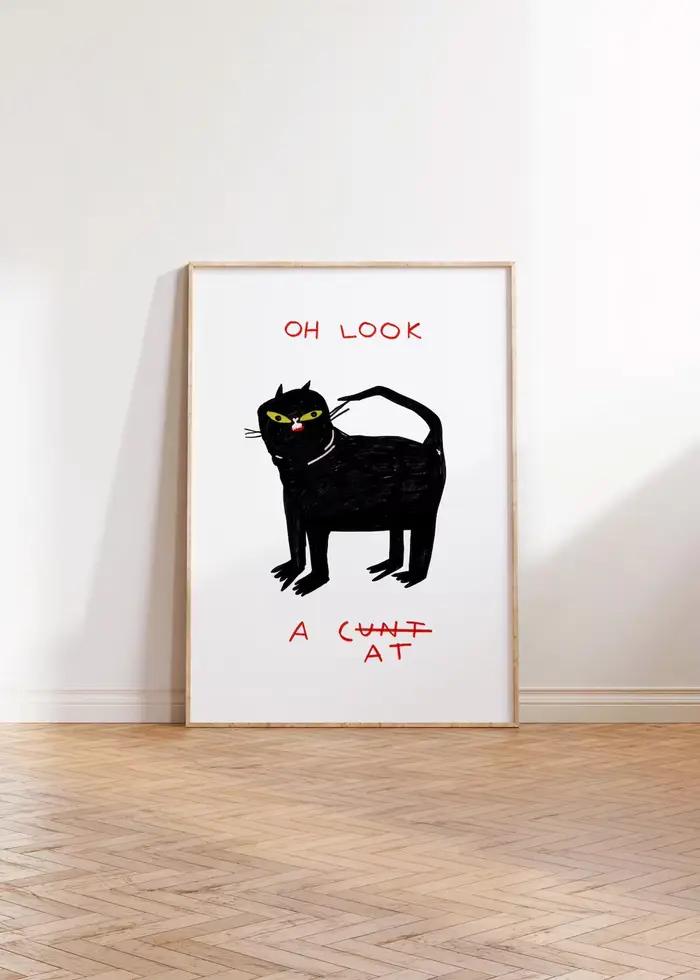 " Décor mural imprimé chat noir ludique et fantaisiste-affiche d'art humoristique et luxueuse pour a