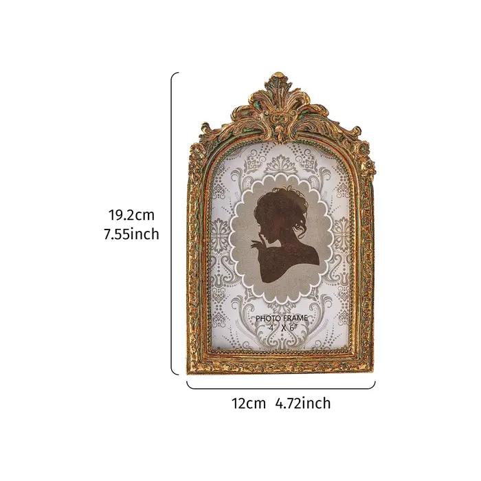 1 pièce, cadre photo décoratif en résine, style rétro doré avec dentelle arquée
