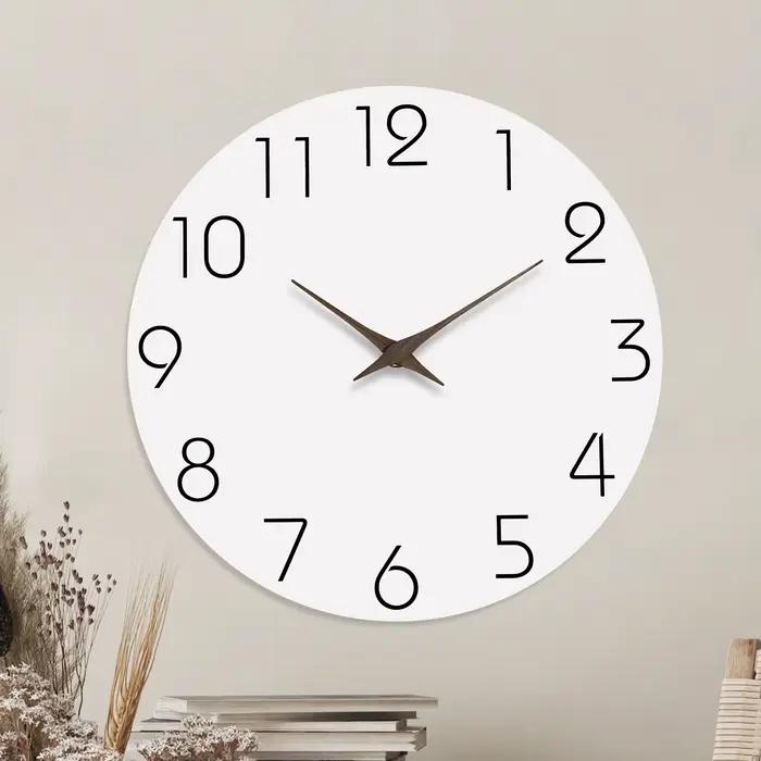Horloge murale simple en bois blanc pour salon, chambre, cuisine, décoration de la maison, horloge s