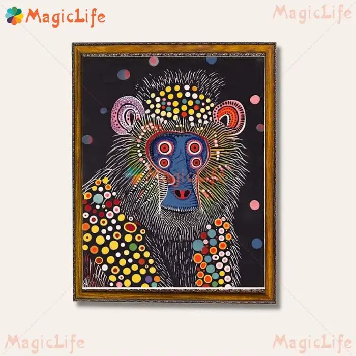 Affiche Imprimée de Singe et Animaux Sauvages de Dessin Animé, Peinture sur Toile Murale Sans Cadre