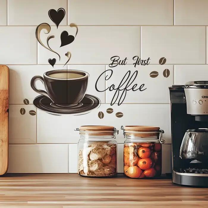 Autocollant Mural avec Citation de Tasse à Café, Décoration de Maison, Décalcomanie d'Art