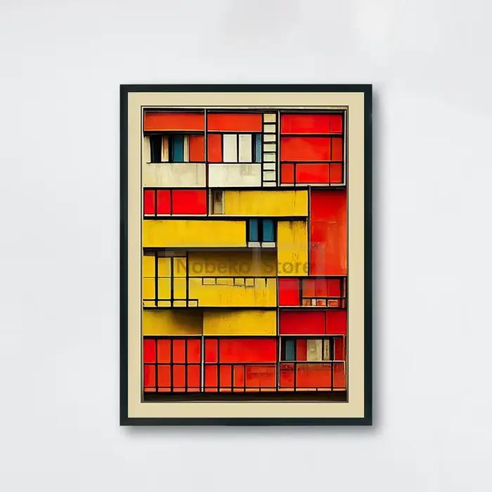Affiche d'architecture abstraite d'inspiration Le Corbusier, impressions d'art mural sur toile, gére