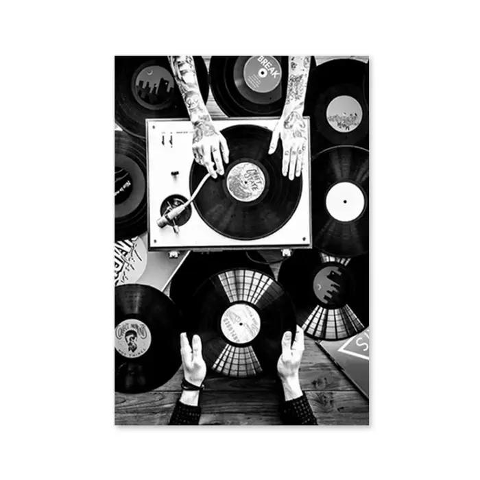 Affiches et impressions de disques de musique en noir et blanc, peinture sur toile moderne, art mura