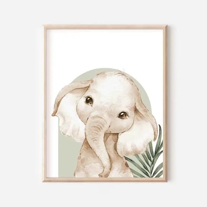 Affiche de peinture sur toile nordique moderne, éléphant, girafe, chat, impressions d'animaux mignon