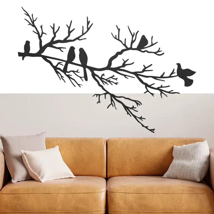 Branches d'arbres en métal, décoration murale d'oiseau, Style moderne, décor artistique d'oiseau déc