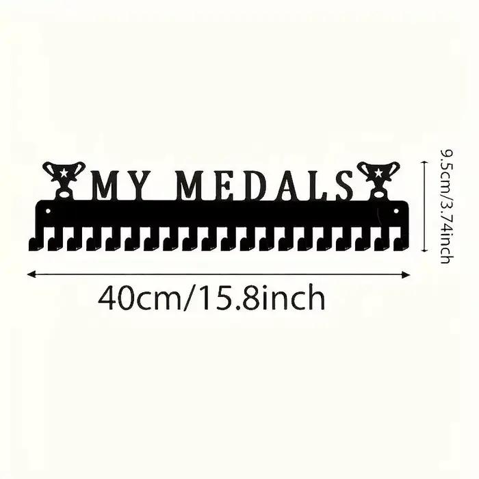 Support mural en métal noir pour médailles, avec crochets pour 60 médailles, idéal pour la course à