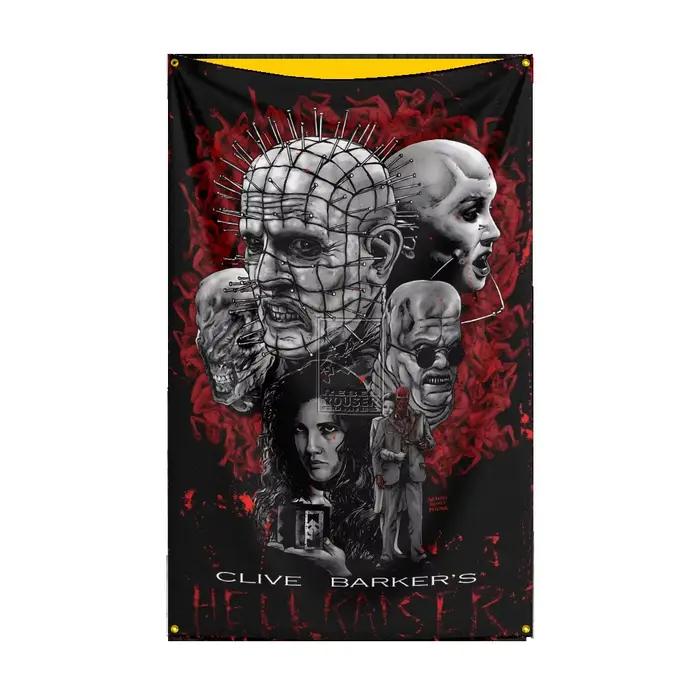 Drapeau h-hellraiser, 3x5 pieds, drapeau de film d'horreur classique, bannière murale suspendue pour