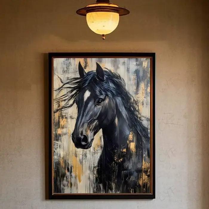 Beau cheval aquarelle peinture toile affiche HD Art collant mur étanche maison salon chambre Bar déc