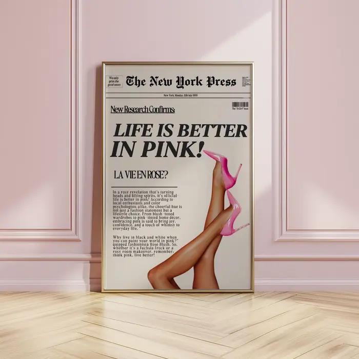 Nouveau Style Yorker rose léopard toile impression peinture Vintage rétro Magazine mur Art pour salo