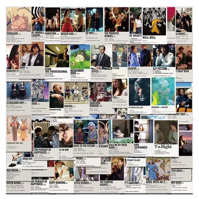 64 pièces film classique Anime autocollants mixte Mini affiche bricolage téléphone ordinateur portab
