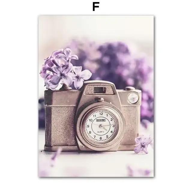 Image de paysage de fleur violette, caméra de Train de maison, lavande, Art mural minimaliste imprim