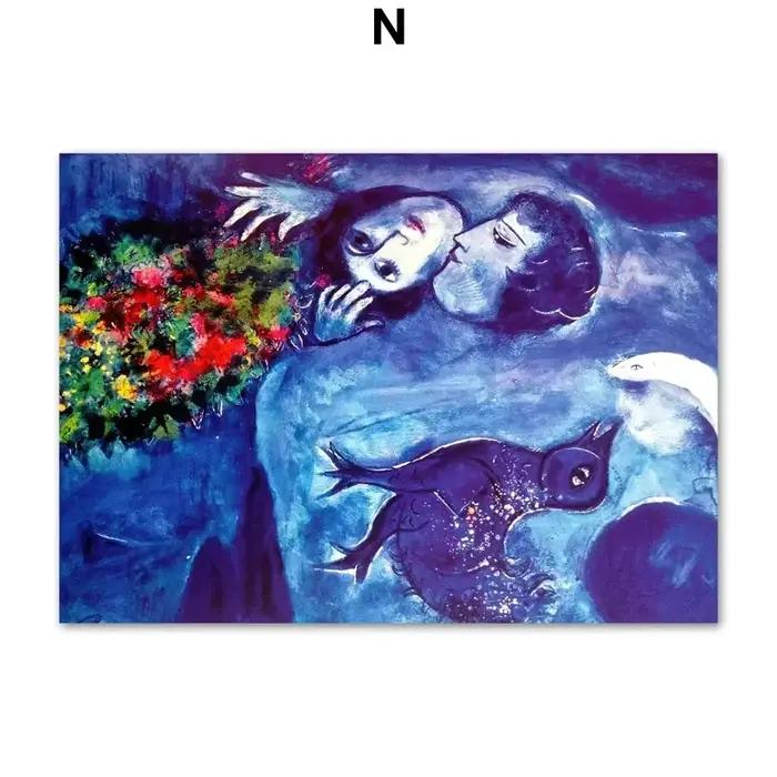 Art mural minimaliste scandinave, affiche sur toile HD abstraite, impression de Marc Chagall, surréa