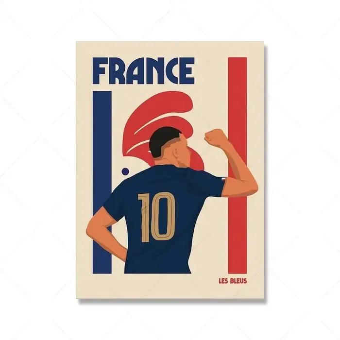 Argentine Portugal Football rétro Illustration angleterre brésil France mur Art toile peinture coule