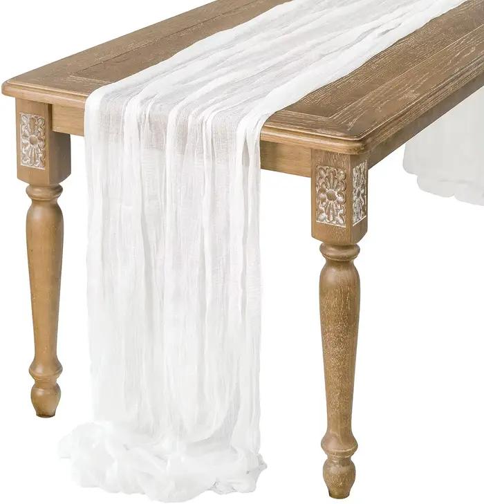 Chemin de Table en gaze, nappe de dîner de cuisine de décoration de mariage Vintage personnalisée se
