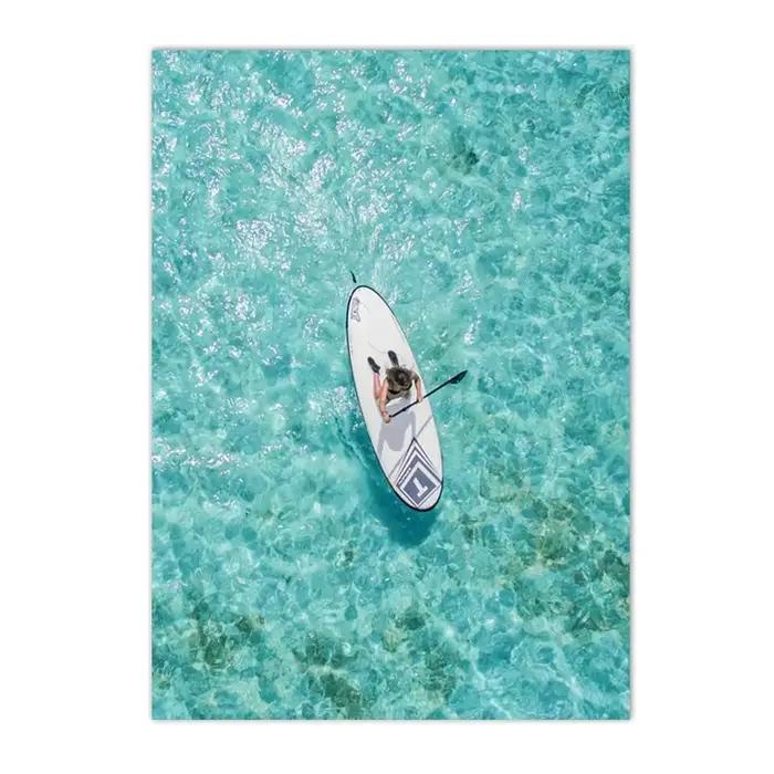Affiches et imprimés de plage, océan bleu, vague, eau de mer, Surf, paysage marin côtier, peinture s
