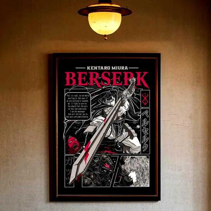Peinture d'anime B-berserk, calligraphie, toile de coton, affiche d'art mural, impression HD, décora