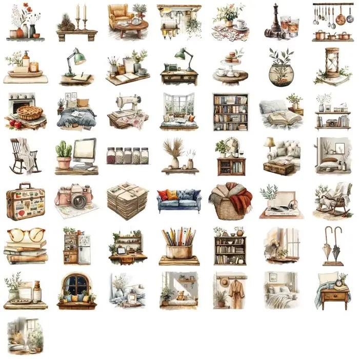 50 autocollants Life Stickers, autocollants décoratifs en PET pour bouteilles d'eau, ordinateurs por