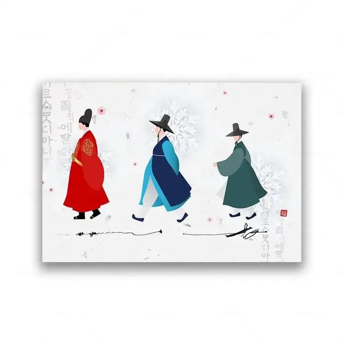 Impression d'art coréen, Tradition asiatique, décoration murale, peinture sur toile, affiche Hanbok,