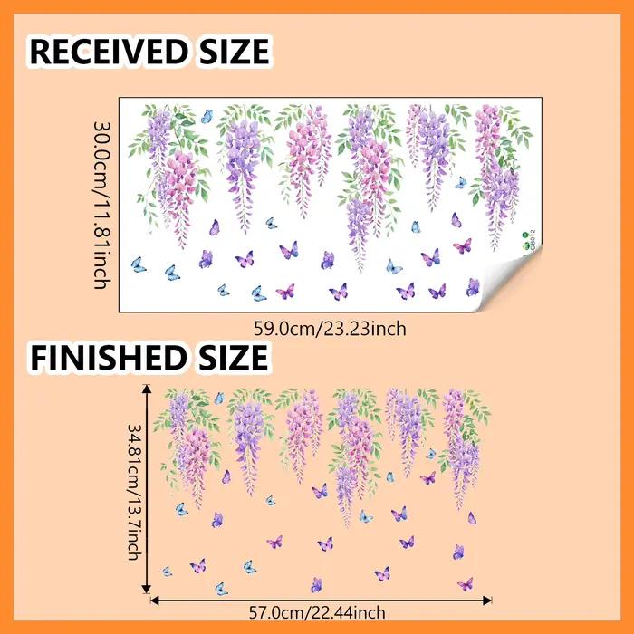 Autocollants muraux de décoration intérieure, fleurs de glycine, autocollants muraux décoratifs papi