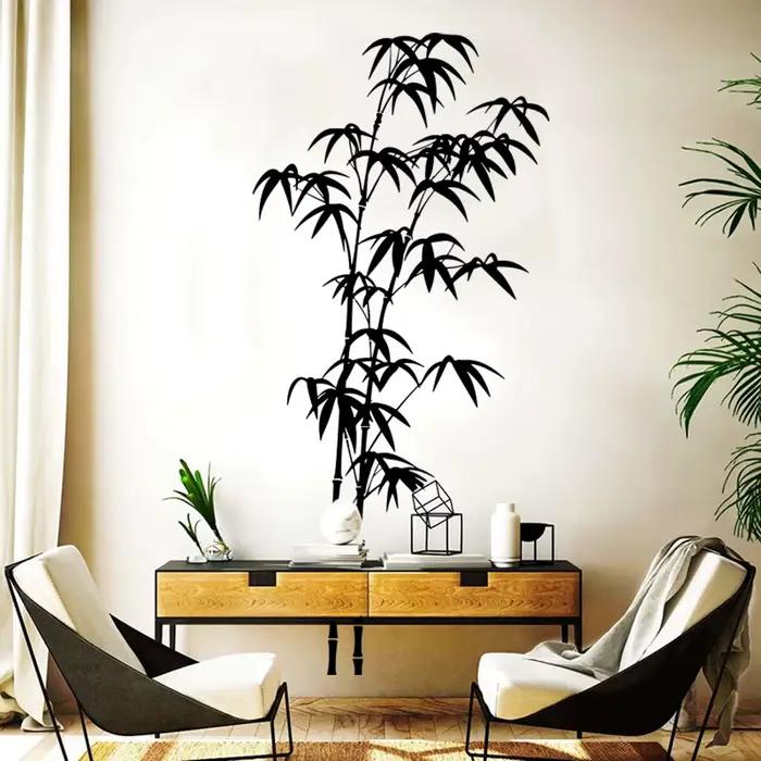 Grand autocollant mural arbre de bambou, salle de bains, chambre à coucher, branche, Nature, Jungle,