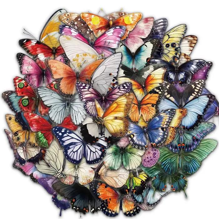 Autocollants Graffiti papillon colorés, 50 pièces, matériel de Collage pour Scrapbooking, décoration