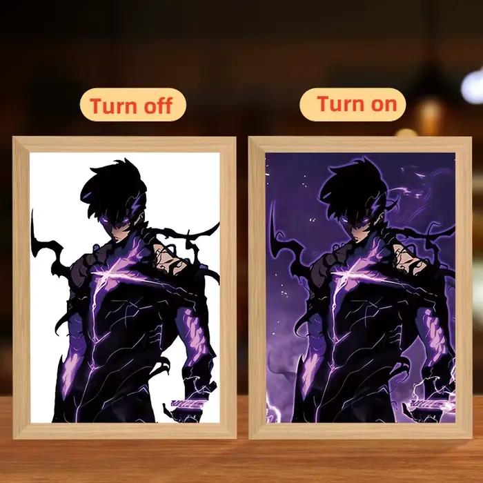 Anime Solo nivellement Seong Jin Woo lumière LED peinture cadre de dessin animé lampe de nuit dessin