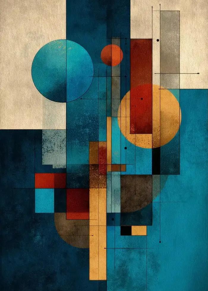 Affiches de Composition géométrique bleue abstraite et impression, peinture sur toile d'art mural, i