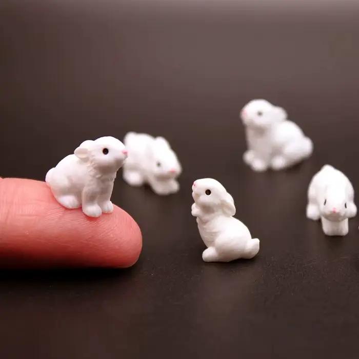 Mini Figurines de lapin en résine, 5/10 pièces, Micro ornement de paysage de jardin féerique Miniatu