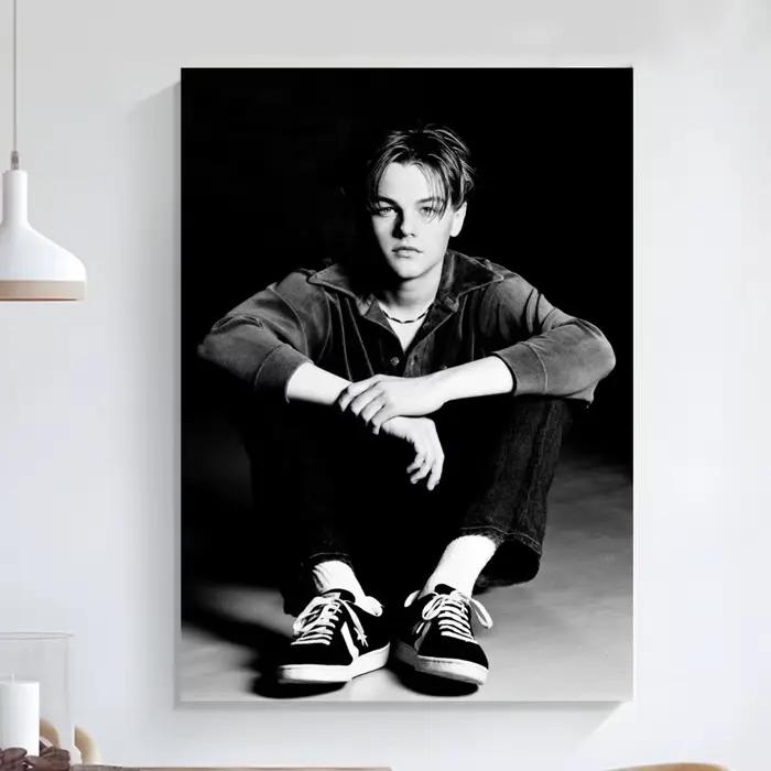 L-Leonardo Dicaprio Young Poster, Art auto-adhésif, Petite affiche de qualité HD, Peinture murale, D