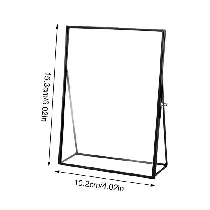 Cadre de presse-fleurs 4x6 pouces en verre carré, cadre photo flottant en métal pour fleurs séchées,