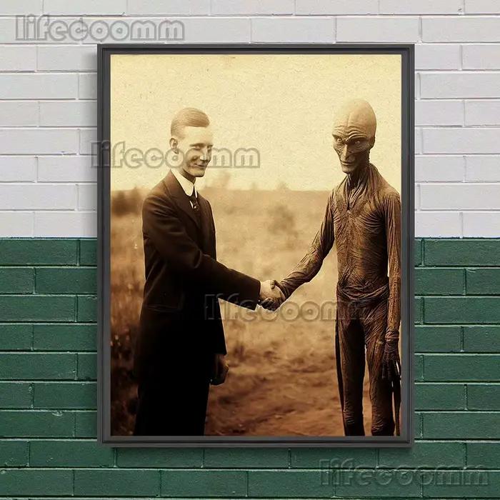 Technologie et extraterrestres à travers le temps, photographie Vintage, toile d'art mural, peinture