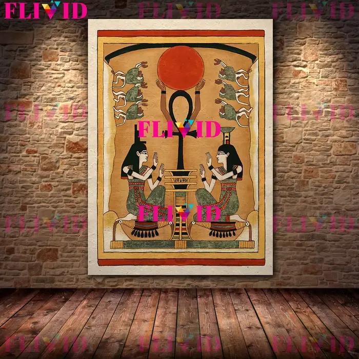 Affiche d'art égyptien antique imprimée, écarabe, Anubis, Sekhmet, Falcon de l'horus, peinture sur t
