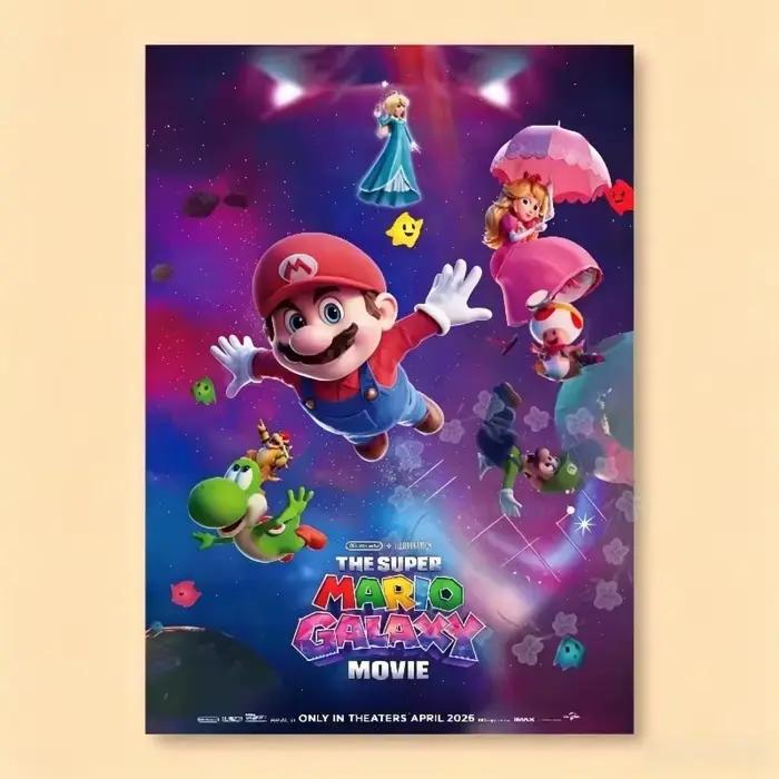 Mario Bros Galaxy Movie Frameless Decorative Painting Cartoon Printing Room Decoration Poster Canvas