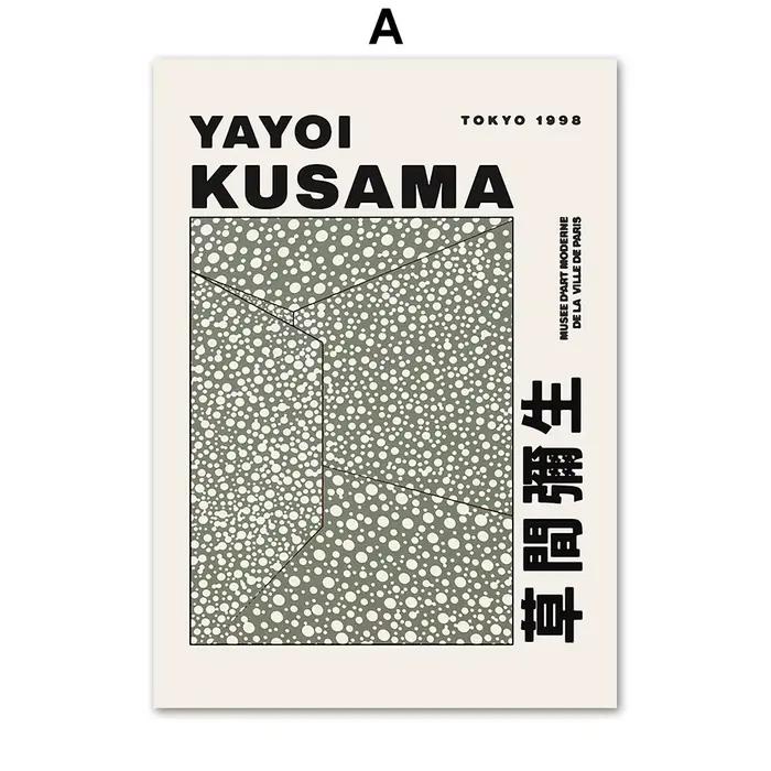 Toile d'art murale avec fleurs Yayoi Kusama Matisse, couleur vert sauge, affiches et imprimés nordiq