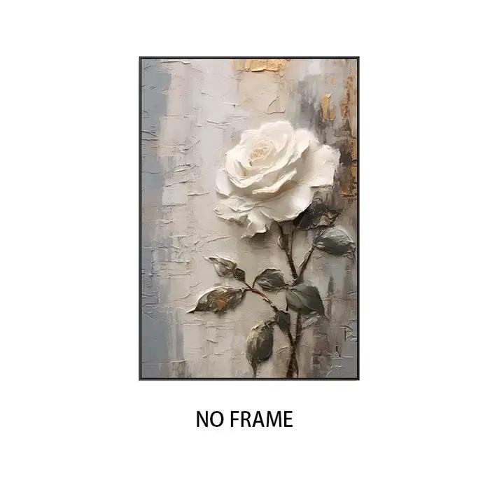 Peinture à l'huile abstraite de fleurs blanches imprimées sur toile, affiches et imprimés de fleurs