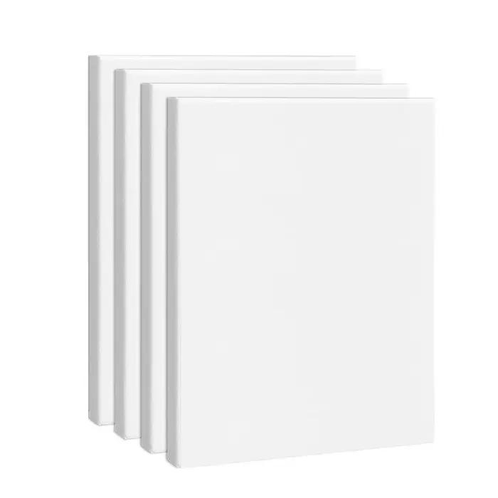 4 pièces de toiles tendues, 8 x 10 pouces (20 x 25 cm) toiles vierges carrées, toiles 100% coton pou