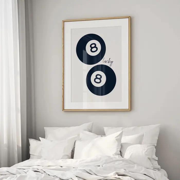 Toile murale léopard bleu marine à 8 boules, affiche imprimée d'animaux rétro pour décor de Bar à do