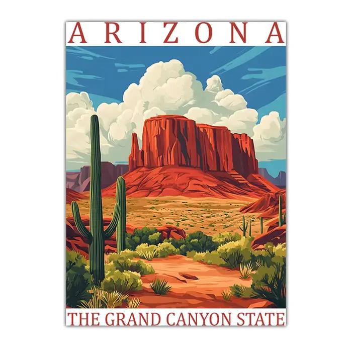 Art mural paysager vintage, impression d'affiche western, peintures sur toile pour décoration murale