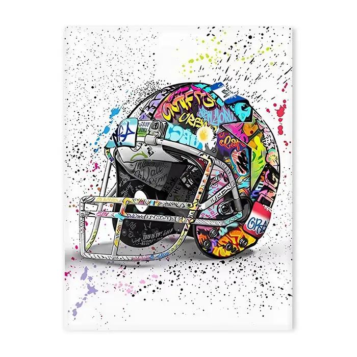 Affiche de Football Graffiti coloré, Console de jeu, casque, Rugby, frites, parfum, écouteurs, peint