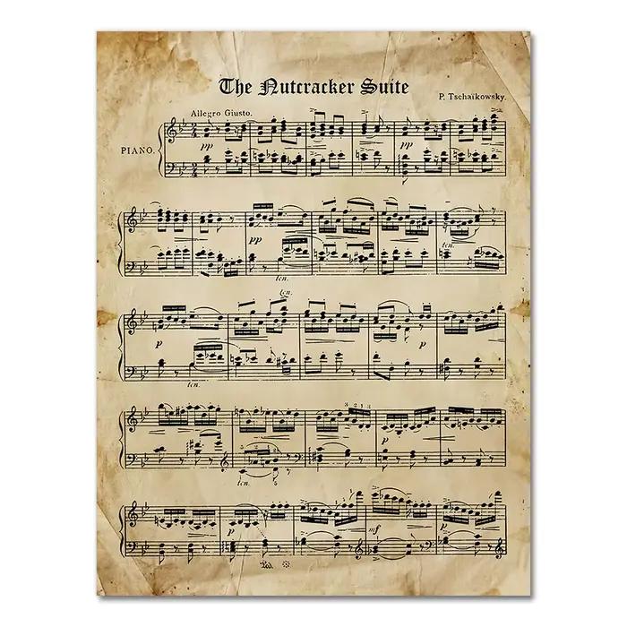 Affiche et impression de partitions Vintage casse-noisette, Tchaïkovski, musique de Piano classique,