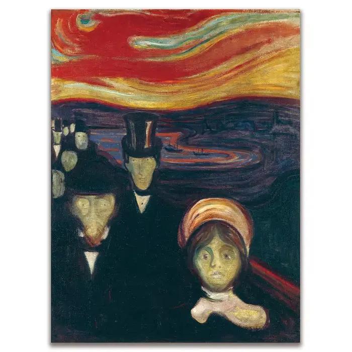 Toile d'artiste d'anxiété Edvard Munch, imprimés d'art classique, affiche murale, images pour décora