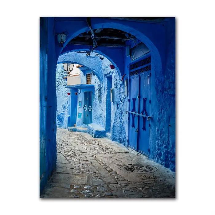 Affiches et impressions de la vieille ville, Architecture bleue, Fine Art, Impression sur toile, Pei