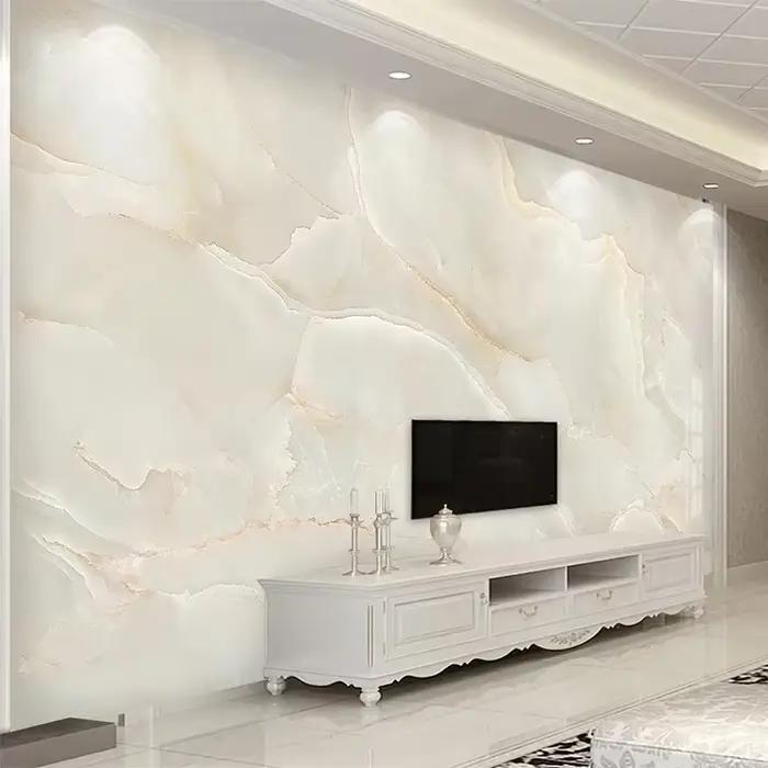 Papier Peint Photo Moderne et Simple en Marbre Beige, Décor de Luxe pour Salon, TV, Canapé, Hôtel, 3