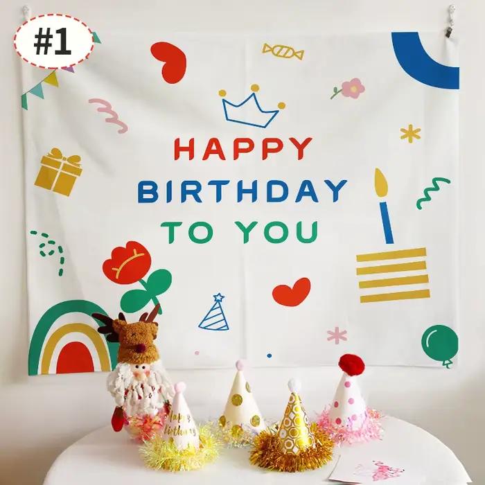 Tapisserie murale mignonne pour anniversaire, décoration de fête pour enfants, scène de fond photo,