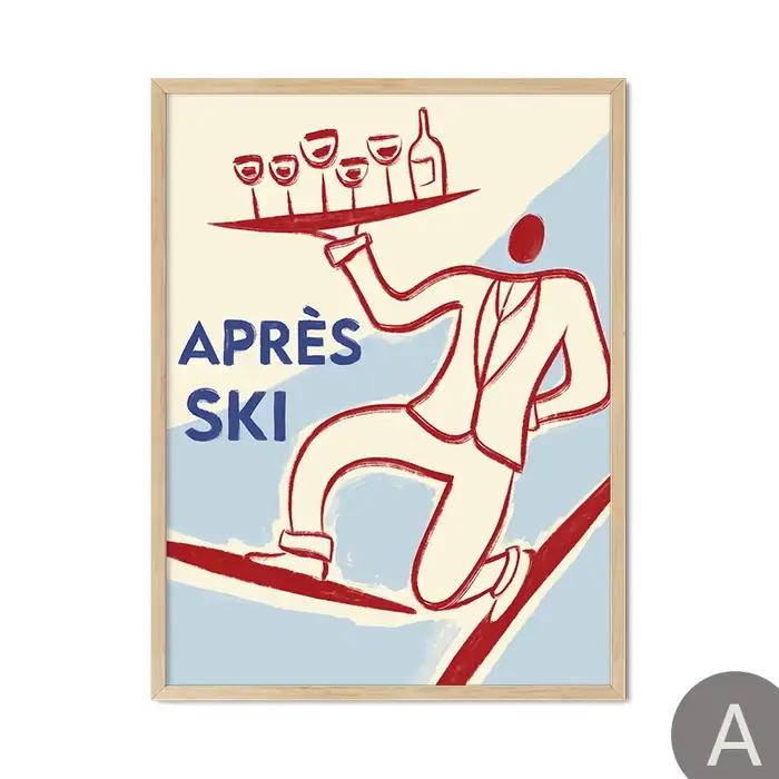 Spiritueux alpins, crête de montagne, galerie de Ski, peintures murales décoratives, affiche imprimé