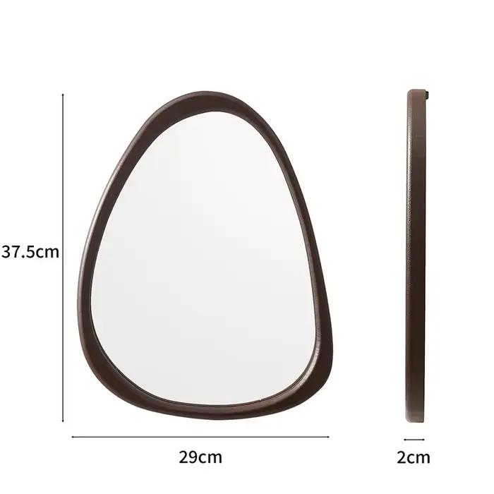 Miroir mural irrégulier, miroirs en bois asymétriques de 15 * 10 pouces, petit miroir mural, à suspe