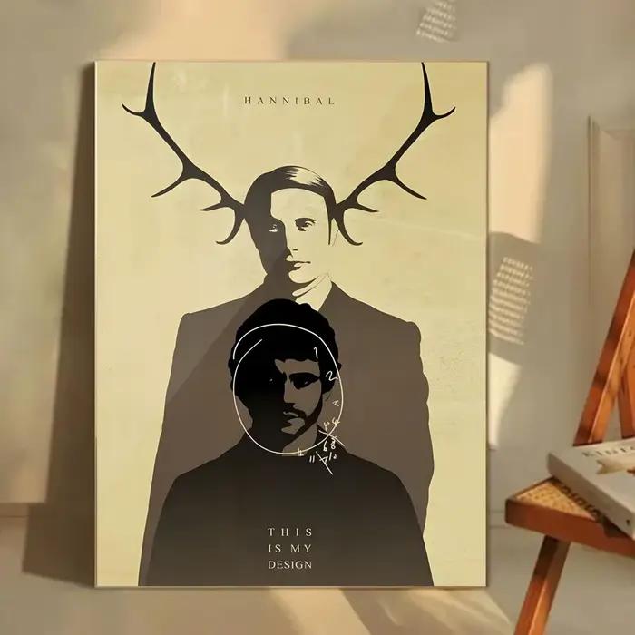 Affiche d'horreur H-Hannibal, autocollant mural HD imperméable, décoration de salon, cadeau